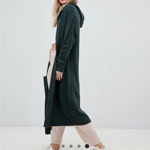 Micha Lounge Maxi Cardigan with Hood / Dark Green